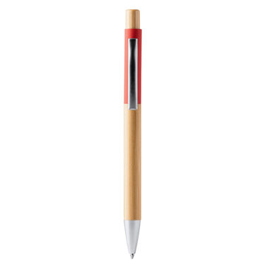 Кулькова ручка з бамбука, колір червоний - BL1332TA60- Фото №1