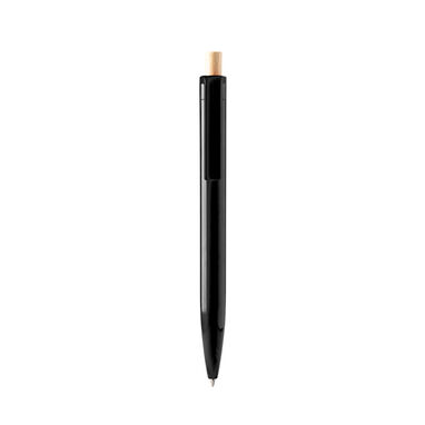 Шариковая ручка из переработанного АБС-пластика с бамбуковой кнопкой, цвет черный - BL1340TA02- Фото №1