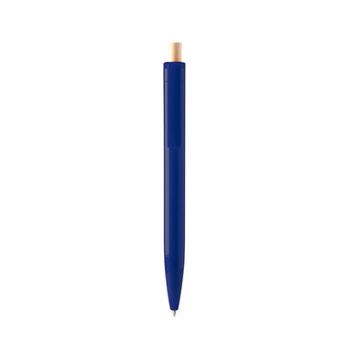 Шариковая ручка из переработанного АБС-пластика с бамбуковой кнопкой, цвет синий - BL1340TA05- Фото №1