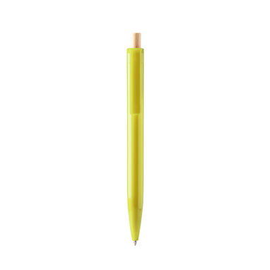 Шариковая ручка из переработанного АБС-пластика с бамбуковой кнопкой, цвет зеленый - BL1340TA114- Фото №1