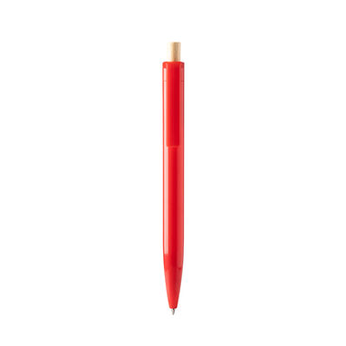 Шариковая ручка из переработанного АБС-пластика с бамбуковой кнопкой, цвет красный - BL1340TA60- Фото №1