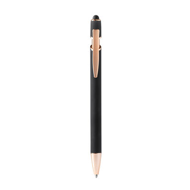 Металлическая шариковая ручка Soft-touch с деталями из розового золота, цвет черный - BL1341TA02- Фото №1