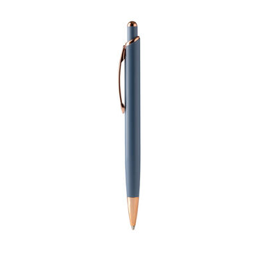 Шариковая ручка с матовой металлической структурой и деталями из медной отделки, цвет синий - BL1489TA05- Фото №1