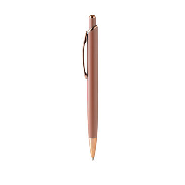 Шариковая ручка с матовой металлической структурой и деталями из медной отделки, цвет розовый - BL1489TA49- Фото №1