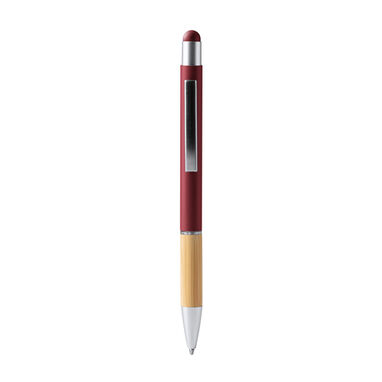 Металева кулькова ручка з матовою обробкою, бамбуковою ручкою, колір червоний - BL7990TA106- Фото №1