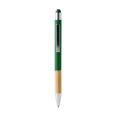 Металева кулькова ручка з матовою обробкою, бамбуковою ручкою, колір зелений - BL7990TA107- Фото №1