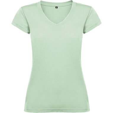 Жіноча футболка з короткими рукавами, горловиною з V-подібним вирізом, колір зелений - CA664601264- Фото №1
