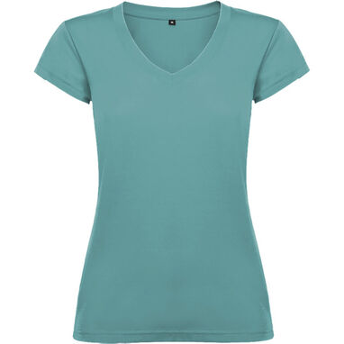 Жіноча футболка з короткими рукавами, горловиною з V-подібним вирізом, колір синій - CA664601267- Фото №1