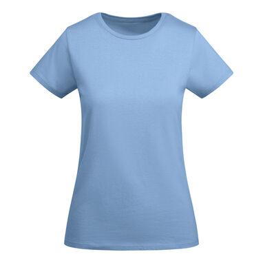 Облегающая женская футболка с коротким рукавом из органического хлопка, сертифицированного OCS, цвет голубой - CA66990110- Фото №1