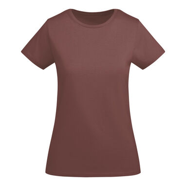 Облегающая женская футболка с коротким рукавом из органического хлопка, сертифицированного OCS, цвет бледно-красный - CA669901168- Фото №1