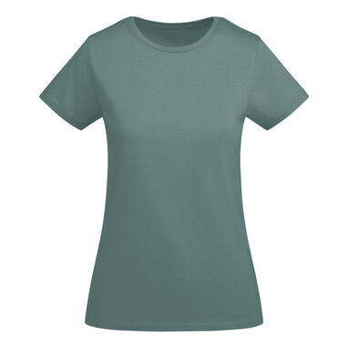 Облегающая женская футболка с коротким рукавом из органического хлопка, сертифицированного OCS, цвет синий - CA669901171- Фото №1