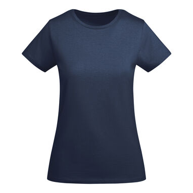 Облегающая женская футболка с коротким рукавом из органического хлопка, сертифицированного OCS, цвет синий - CA66990155- Фото №1