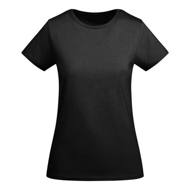Облегающая женская футболка с коротким рукавом из органического хлопка, сертифицированного OCS, цвет черный - CA66990202- Фото №1