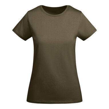 Облегающая женская футболка с коротким рукавом из органического хлопка, сертифицированного OCS, цвет армейский зеленый - CA66990215- Фото №1