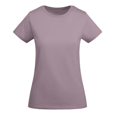Облегающая женская футболка с коротким рукавом из органического хлопка, сертифицированного OCS, цвет лавандовий - CA669902268- Фото №1