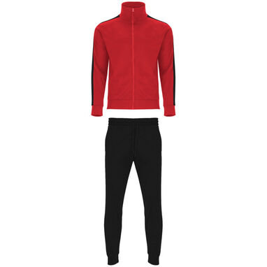 Комбинированный спортивный костюм с кофтой и брюками, цвет красный, черный - CH6410016002- Фото №1