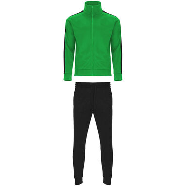 Комбінований спортивний костюм з кофти та штанів, колір салатний зелений, чорний - CH64100222602- Фото №1