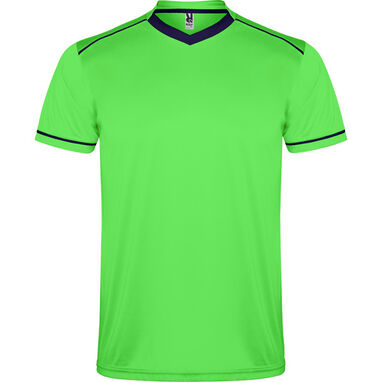 Спортивный костюм с футболкой и шортами, цвет флуоресцентный зеленый, морской синий - CJ04570122255- Фото №1