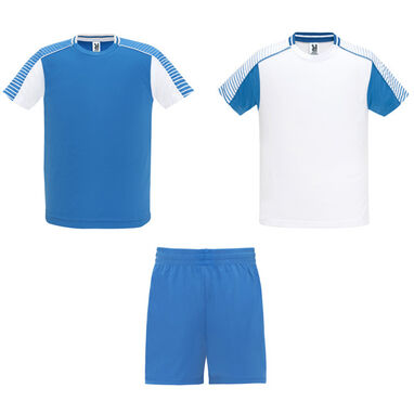 Спортивный костюм унисекс: две футболки и одни шорты, цвет белый, королевский синий - CJ0525010105- Фото №1