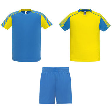 Спортивний костюм унісекс: дві футболки та одні шорти, колір жовтий, яскраво-синій - CJ0525010305- Фото №1