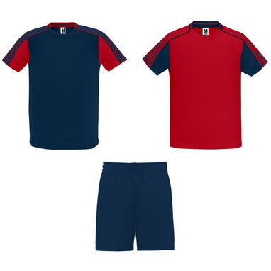 Спортивний костюм унісекс: дві футболки та одні шорти, колір червоний, темно-синій - CJ0525016055- Фото №1