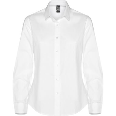 Жіноча сорочка з довгим рукавом з еластичної тканини, колір білий - CM55050101- Фото №1