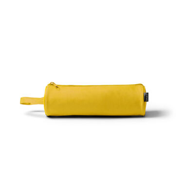 Цилиндрический футляр из полиэстера 600D RPET однотонного цвета с соответствующей застежкой-молнией, цвет желтый - ET1322S103- Фото №1