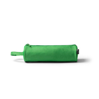 Цилиндрический футляр из полиэстера 600D RPET однотонного цвета с соответствующей застежкой-молнией, цвет зеленый - ET1322S1226- Фото №1
