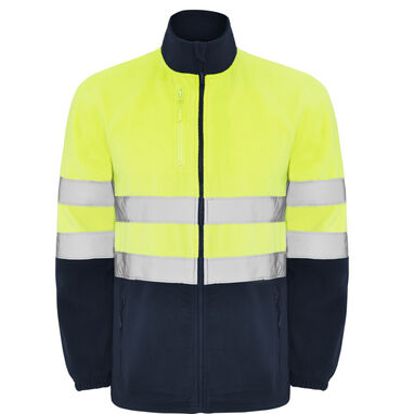 Флюорисцентна флісова куртка, колір темно-синій, флуор жовтий - HV93050155221P1- Фото №1