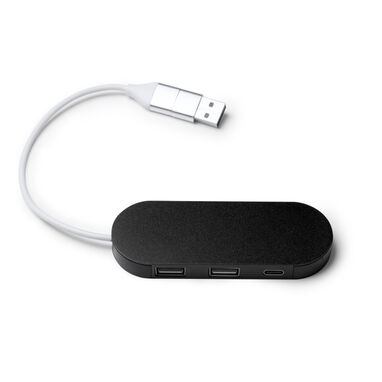 USB-порт из переработанного алюминия, цвет черный - IA1202S102- Фото №1