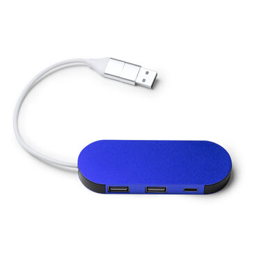 USB-порт из переработанного алюминия, цвет синий - IA1202S105- Фото №1