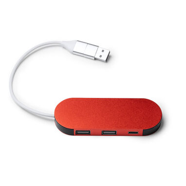 USB-порт из переработанного алюминия, цвет красный - IA1202S160- Фото №1