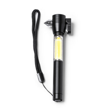 Многофункциональный фонарик с функциями молотка, стеклобоя и резака ремня безопасности, цвет черный - LN1248S102- Фото №1