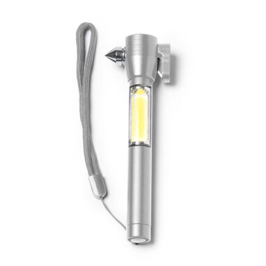 Многофункциональный фонарик с функциями молотка, стеклобоя и резака ремня безопасности, цвет серебряный - LN1248S1251- Фото №1
