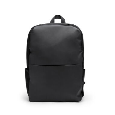 Рюкзак из искусственной кожи и полиэстера RPET 600D, цвет черный - MO1355S102- Фото №1