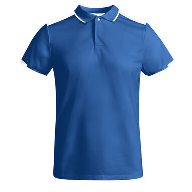 Мужская рубашка-поло с короткими рукавами из антибактериального переработанного полиэстера, цвет королевский синий, белый - PO0402010501- Фото №1
