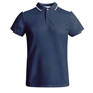Мужская рубашка-поло с короткими рукавами из антибактериального переработанного полиэстера, цвет морской синий, белый - PO0402015501- Фото №1