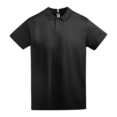 Рубашка-поло с короткими рукавами из одинарного трикотажа, цвет черный - PO66120102- Фото №1