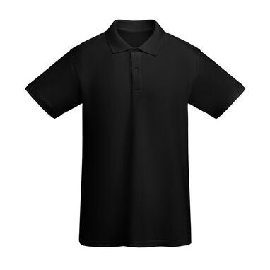 Рубашка-поло с короткими рукавами из органического хлопка, сертифицированного OCS, цвет черный - PO66170102- Фото №1