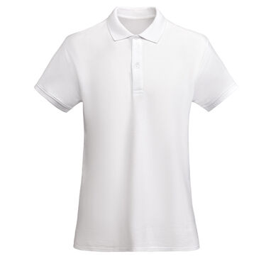Приталенная рубашка-поло с короткими рукавами для женщин, цвет белый - PO66180201- Фото №1