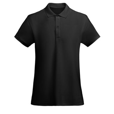 Приталенная рубашка-поло с короткими рукавами для женщин, цвет черный - PO66180202- Фото №1