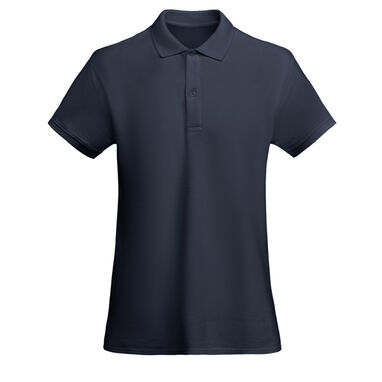 Приталенная рубашка-поло с короткими рукавами для женщин, цвет морской синий - PO66180255- Фото №1