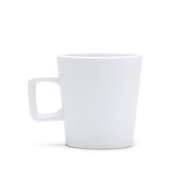 Керамічна чашка з матовим покриттям і квадратною ручкою, колір білий - TZ1133S101- Фото №1