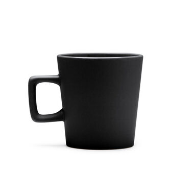 Керамічна чашка з матовим покриттям і квадратною ручкою, колір чорний - TZ1133S102- Фото №1