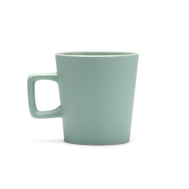 Керамічна чашка з матовим покриттям і квадратною ручкою, колір зелений - TZ1133S1271- Фото №1