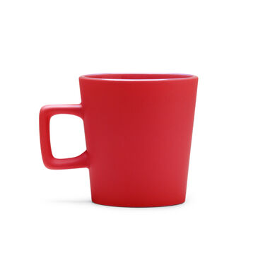 Керамічна чашка з матовим покриттям і квадратною ручкою, колір червоний - TZ1133S160- Фото №1