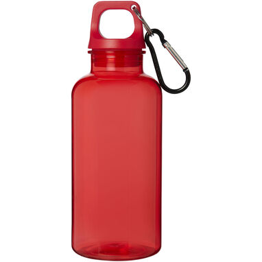 Бутылка для воды из переработанного пластика Oregon емкостью 400 мл с карабином, сертифицированная RCS, цвет красный - 10077821- Фото №2