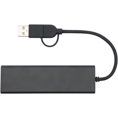 Концентратор USB 2.0 Rise RCS из переработанного алюминия, цвет черный - 12434490- Фото №3