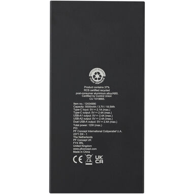 Блок питания RCS емкостью 5000 мАч из переработанного алюминия, цвет черный - 12434990- Фото №4