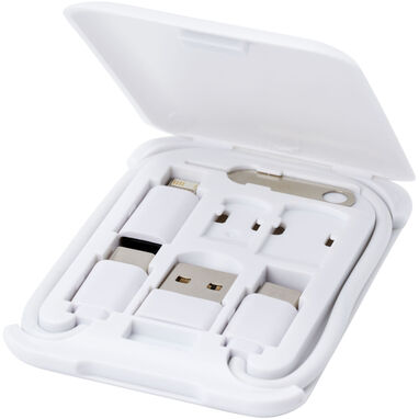 Модульный зарядный кабель Savvy из переработанного пластика с держателем для телефона, цвет белый - 12436101- Фото №1